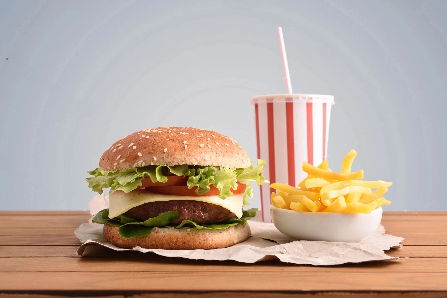 Burger With Fries And Soda